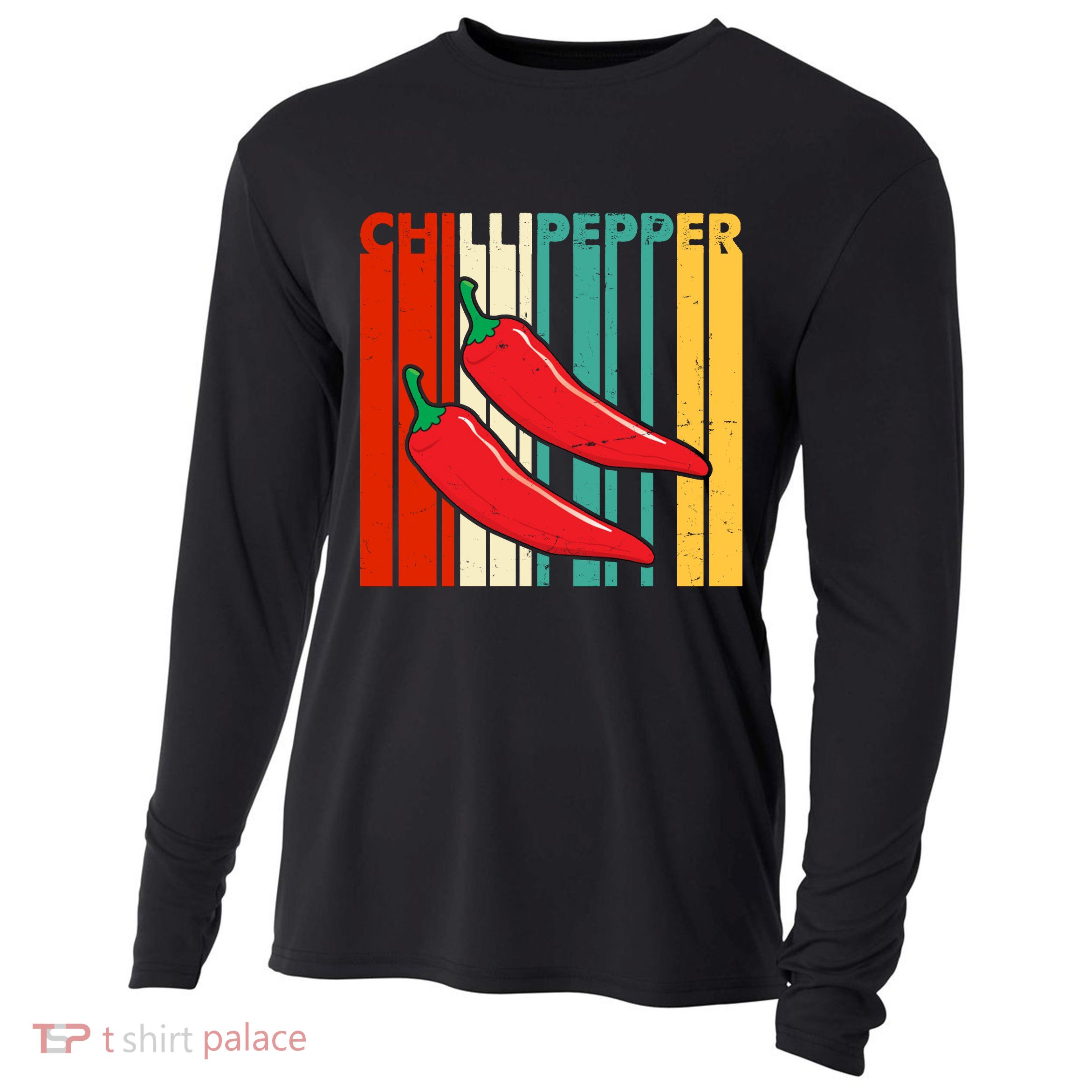 Chillipepper Retro Sunset Cooling Performance Long Sleeve Crew