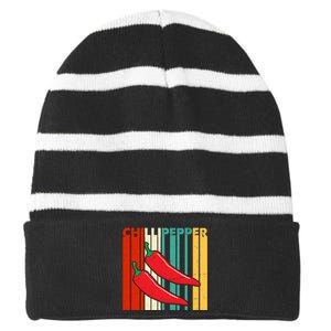 Chillipepper Retro Sunset Striped Beanie with Solid Band