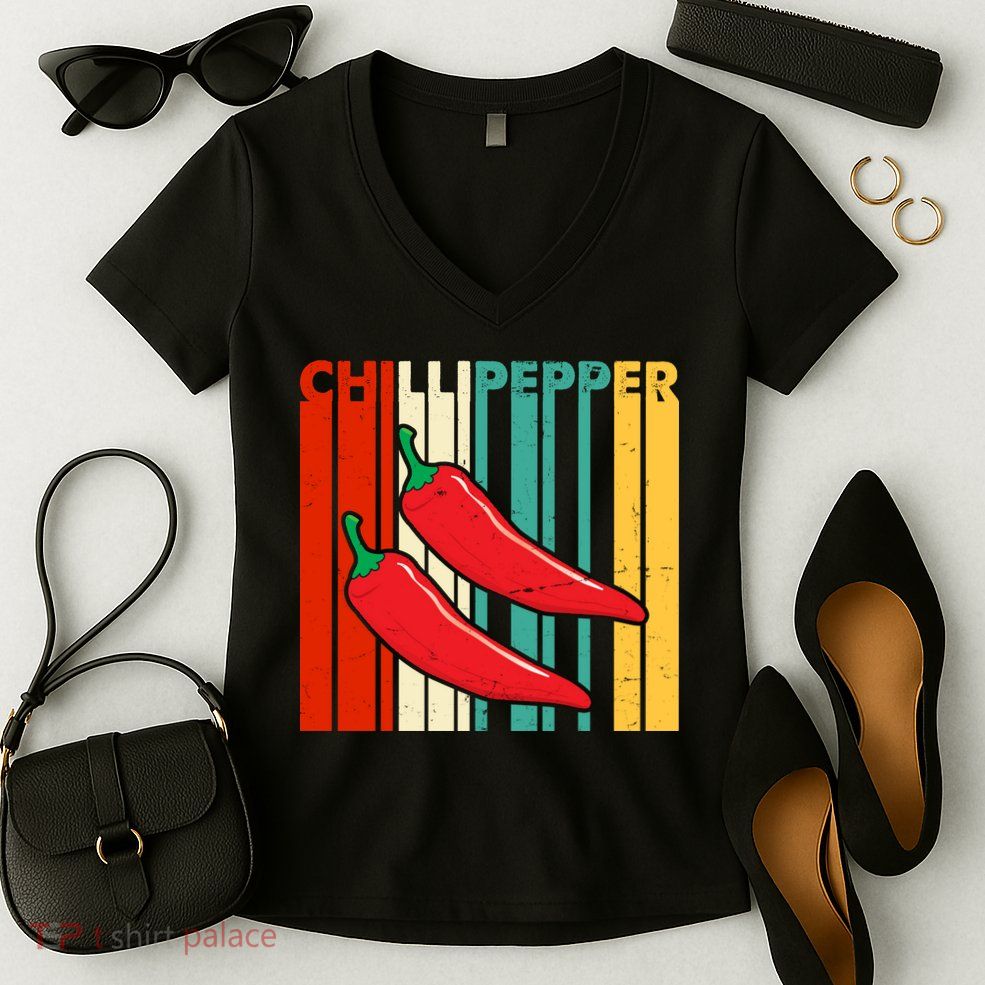 Chillipepper Retro Sunset Women's V-Neck T-Shirt