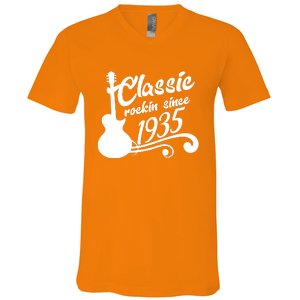 Classic Rockin Since 1935 90th Birthday V-Neck T-Shirt