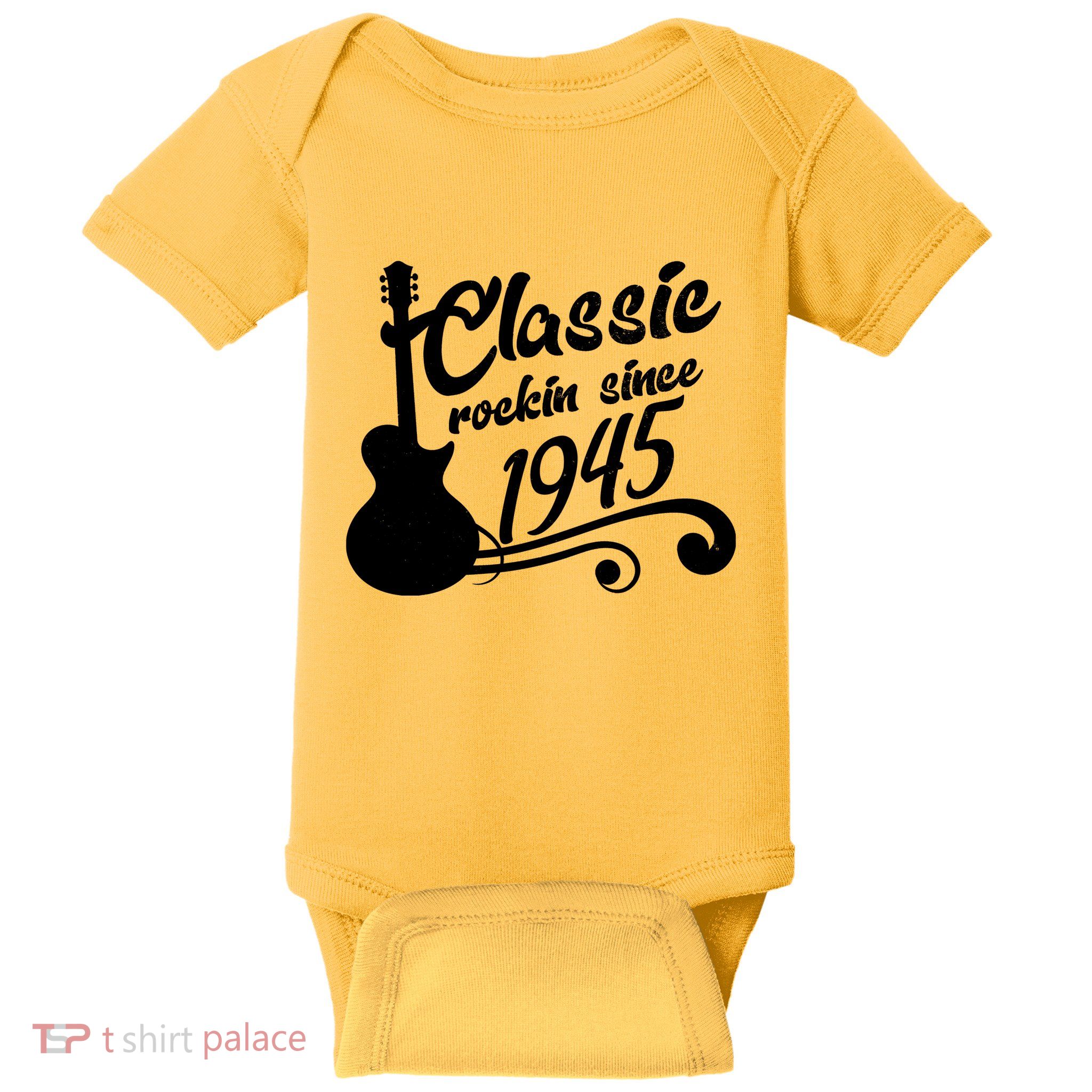 Classic Rockin Since 1945 80th Birthday Baby Bodysuit