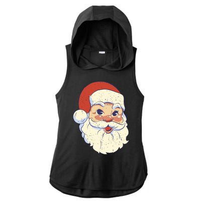 Cute Retro Santa Claus Holiday Ladies PosiCharge Tri-Blend Wicking Draft Hoodie Tank