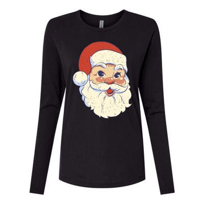 Cute Retro Santa Claus Holiday Womens Cotton Relaxed Long Sleeve T-Shirt