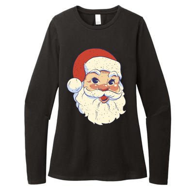 Cute Retro Santa Claus Holiday Womens CVC Long Sleeve Shirt