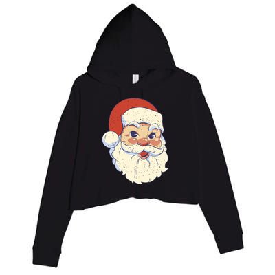 Cute Retro Santa Claus Holiday Crop Fleece Hoodie