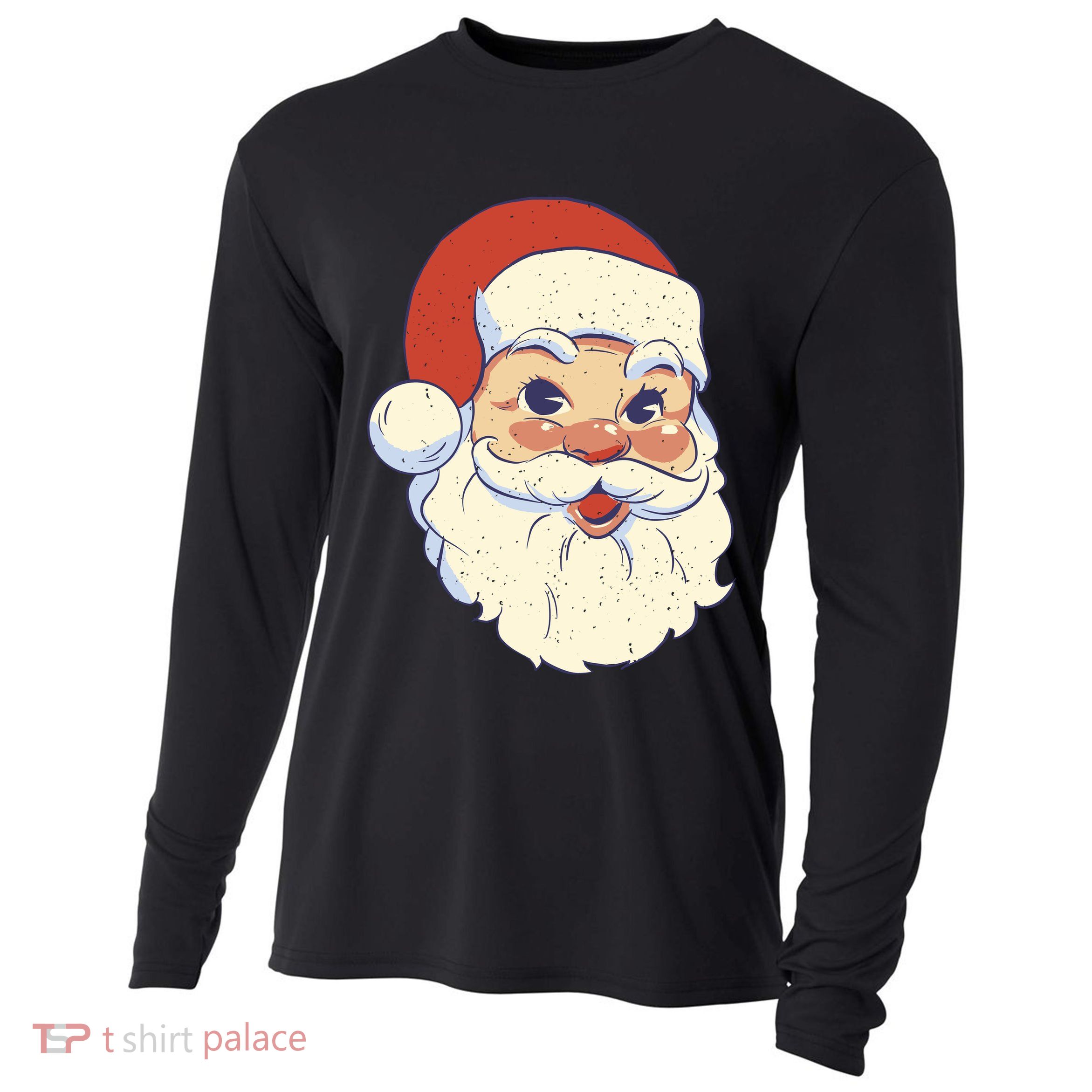 Cute Retro Santa Claus Holiday Cooling Performance Long Sleeve Crew