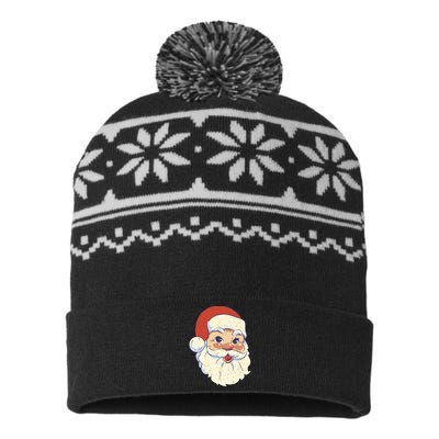 Cute Retro Santa Claus Holiday USA-Made Snowflake Beanie