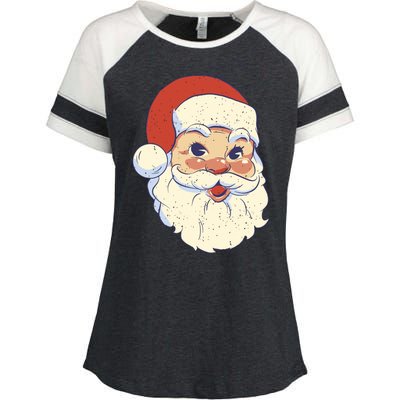 Cute Retro Santa Claus Holiday Enza Ladies Jersey Colorblock Tee