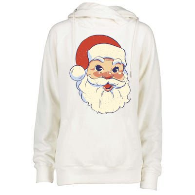 Cute Retro Santa Claus Holiday Womens Funnel Neck Pullover Hood