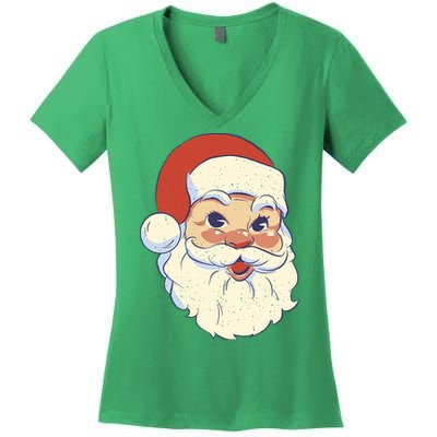 Cute Retro Santa Claus Holiday Women's V-Neck T-Shirt