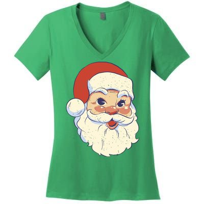 Cute Retro Santa Claus Holiday Women's V-Neck T-Shirt