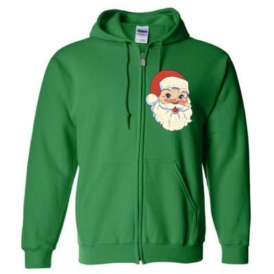 Cute Retro Santa Claus Holiday Full Zip Hoodie