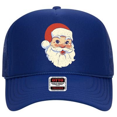 Cute Retro Santa Claus Holiday High Crown Mesh Back Trucker Hat