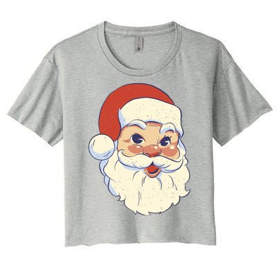 Cute Retro Santa Claus Holiday Women's Crop Top Tee