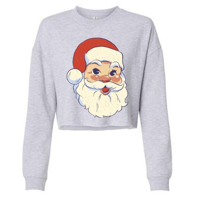 Cute Retro Santa Claus Holiday Cropped Pullover Crew