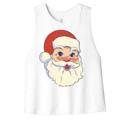 Cute Retro Santa Claus Holiday Women's Racerback Cropped Tank