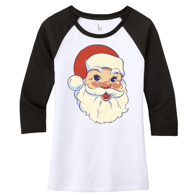 Cute Retro Santa Claus Holiday Women's Tri-Blend 3/4-Sleeve Raglan Shirt