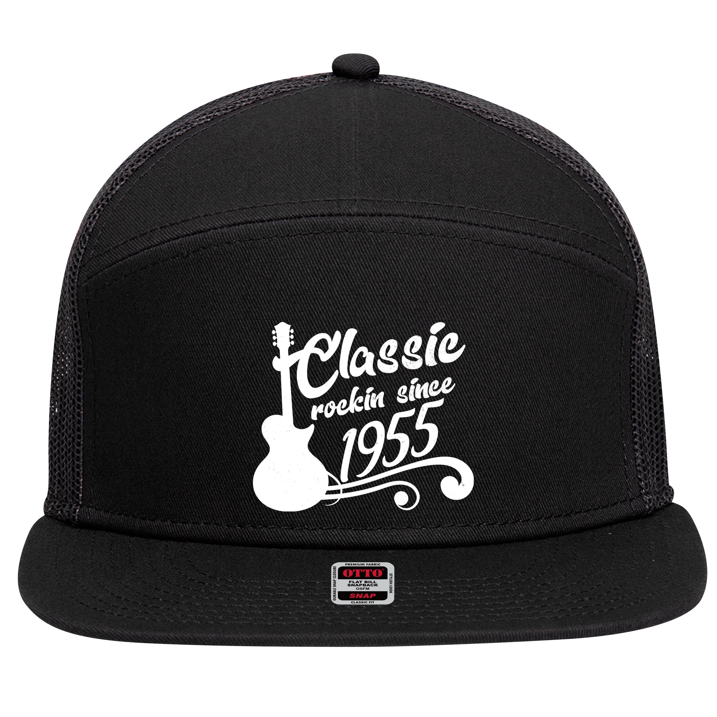 Classic Rockin Since 1955 70th Birthday 7 Panel Mesh Trucker Snapback Hat