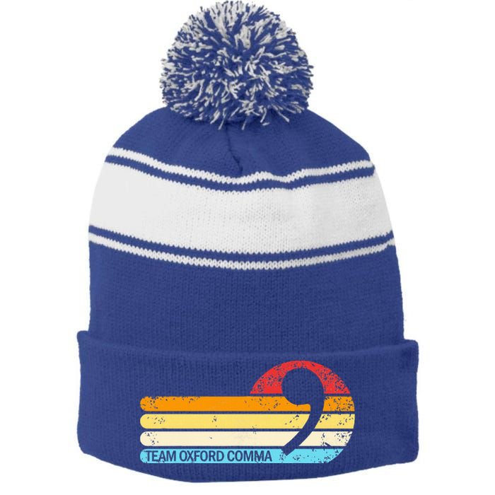 Comma Retro Sunset Stripe Pom Pom Beanie