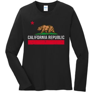 California Republic State Flag Ladies Long Sleeve Shirt