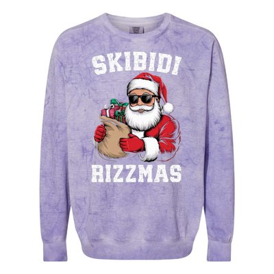 Christmas Rizz Santa Claus Funny Xmas Colorblast Crewneck Sweatshirt