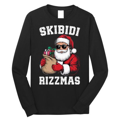 Christmas Rizz Santa Claus Funny Xmas Long Sleeve Shirt