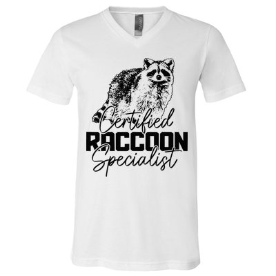 Certified Raccoon Specialist Vintage Funny Racoon V-Neck T-Shirt