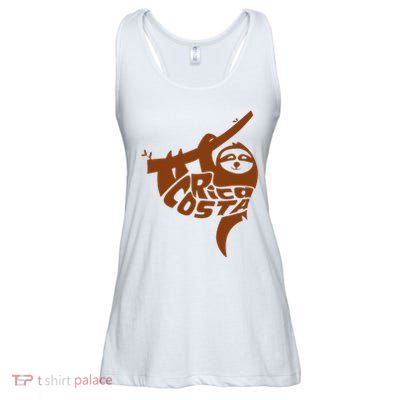 Costa Rica Sloth Word Art Funny Animal Ladies Essential Flowy Tank