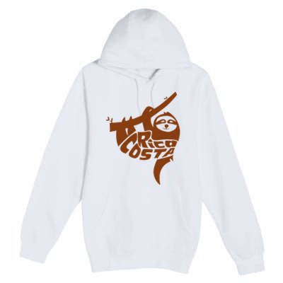 Costa Rica Sloth Word Art Funny Animal Premium Pullover Hoodie