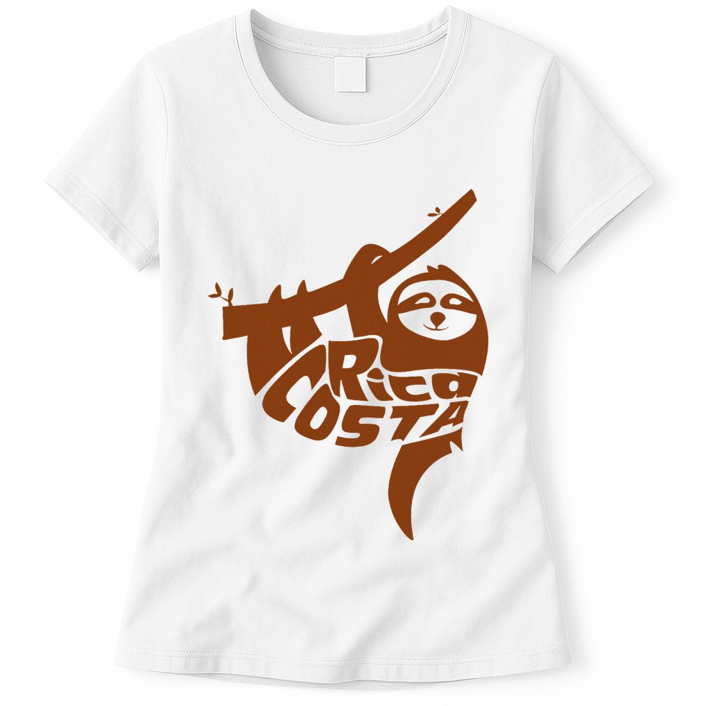 Costa Rica Sloth Word Art Funny Animal Womens T-Shirt