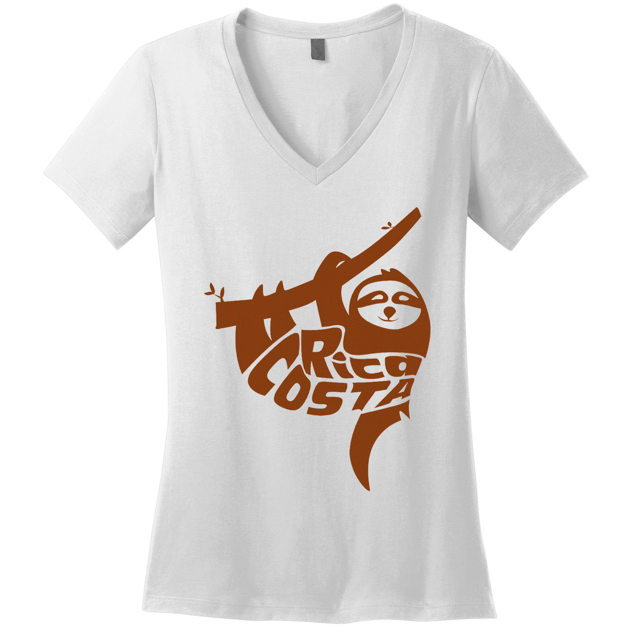 Costa Rica Sloth Word Art Funny Animal Women's V-Neck T-Shirt