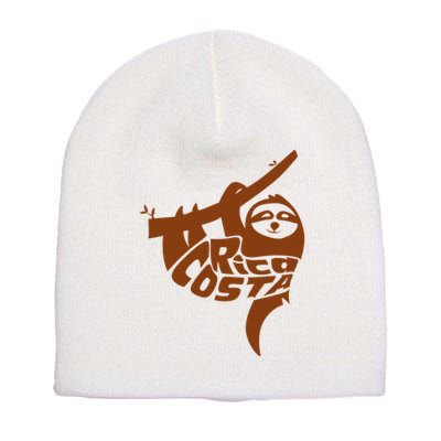 Costa Rica Sloth Word Art Funny Animal Short Acrylic Beanie