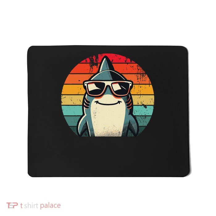 Cool Retro Shark In Sunglasses 70s 80s 90s Funny Shark Mousepad