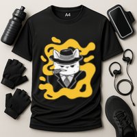 Cool Retro Style Gangster Mob Boss Cat Cigar Cooling Performance Crew T-Shirt