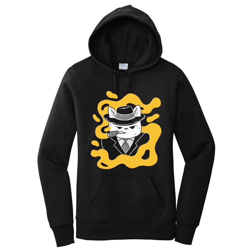 Cool Retro Style Gangster Mob Boss Cat Cigar Women's Pullover Hoodie