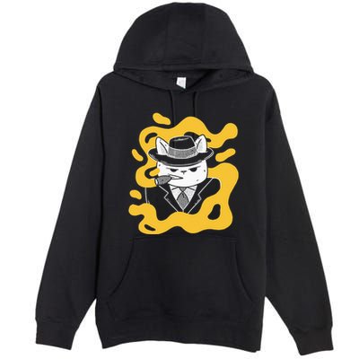 Cool Retro Style Gangster Mob Boss Cat Cigar Premium Pullover Hoodie