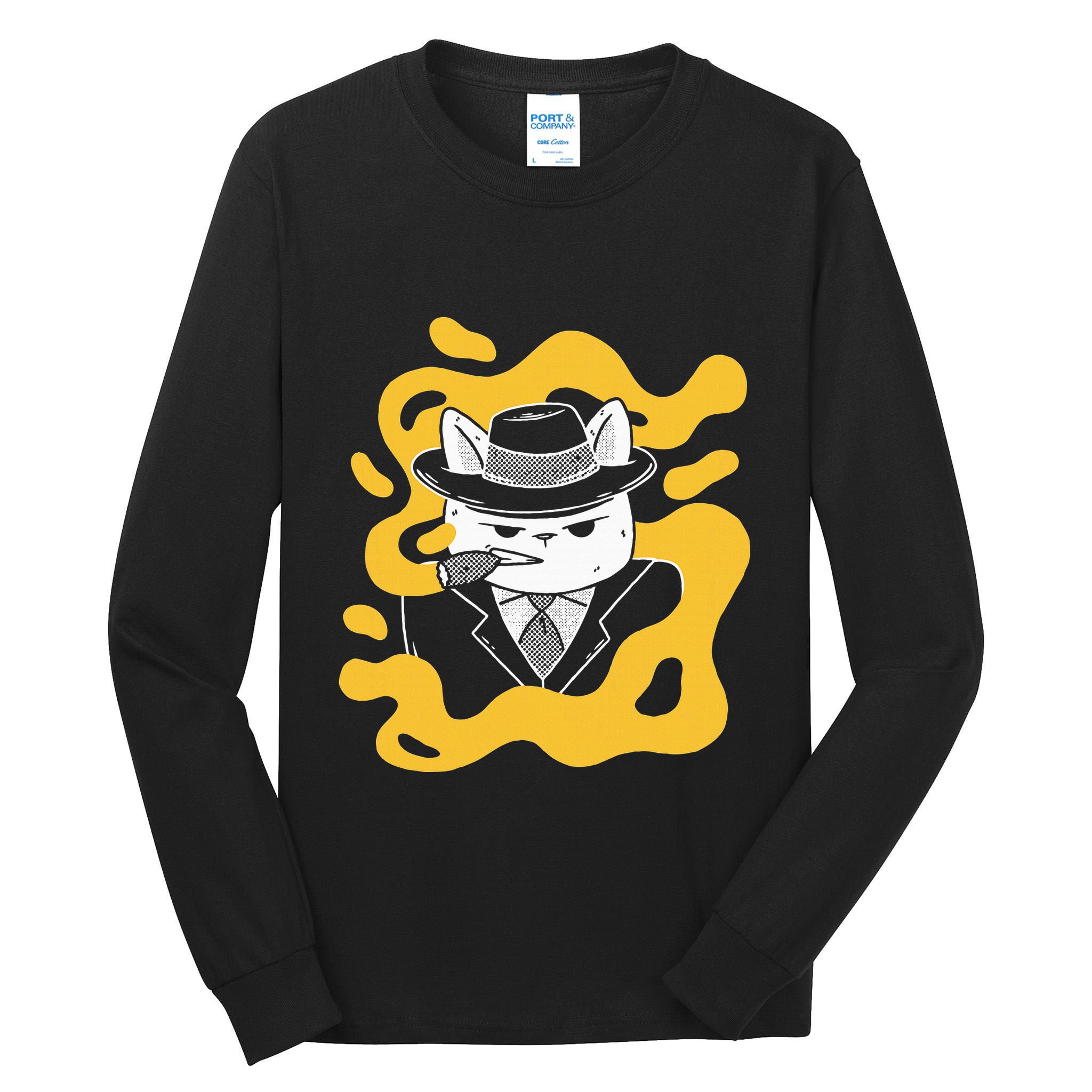 Cool Retro Style Gangster Mob Boss Cat Cigar Tall Long Sleeve T-Shirt