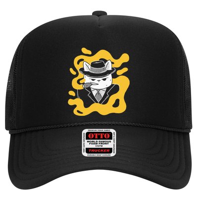 Cool Retro Style Gangster Mob Boss Cat Cigar Trucker Hat