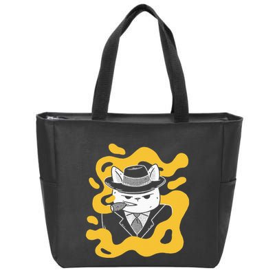 Cool Retro Style Gangster Mob Boss Cat Cigar Zip Tote Bag