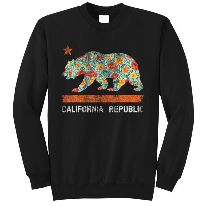 California Republic State Bear Star Poppy Flower La Cali Sweatshirt