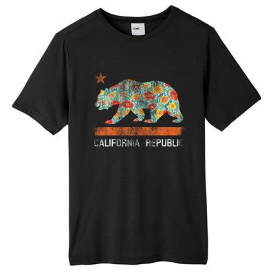 California Republic State Bear Star Poppy Flower La Cali Tall Fusion ChromaSoft Performance T-Shirt