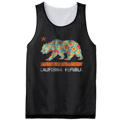 California Republic State Bear Star Poppy Flower La Cali Mesh Reversible Basketball Jersey Tank