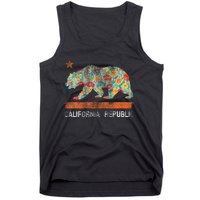 California Republic State Bear Star Poppy Flower La Cali Tank Top