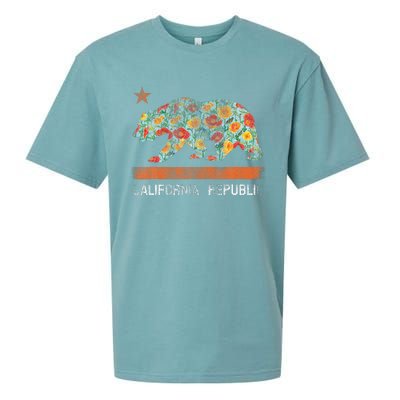 California Republic State Bear Star Poppy Flower La Cali Sueded Cloud Jersey T-Shirt