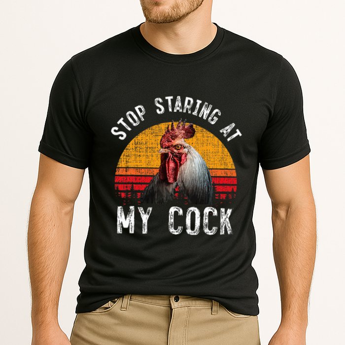 Chicken Rooster Stop Staring At My Cock Cooling Performance Crew T-Shirt