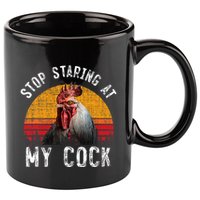 Chicken Rooster Stop Staring At My Cock 11oz C Handle Ceramic Mug