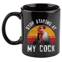 Chicken Rooster Stop Staring At My Cock 11oz C Handle Ceramic Mug