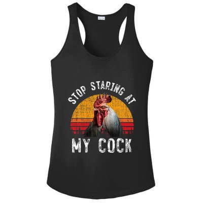 Chicken Rooster Stop Staring At My Cock Ladies PosiCharge Competitor Racerback Tank