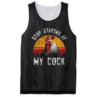 Chicken Rooster Stop Staring At My Cock Mesh Reversible Basketball Jersey Tank