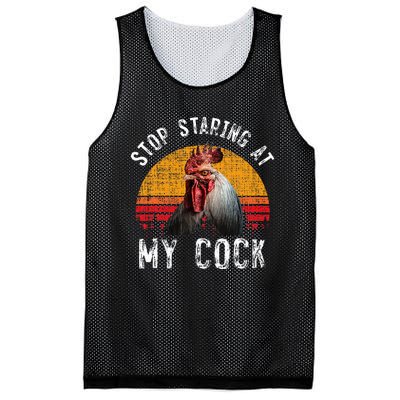 Chicken Rooster Stop Staring At My Cock Mesh Reversible Basketball Jersey Tank